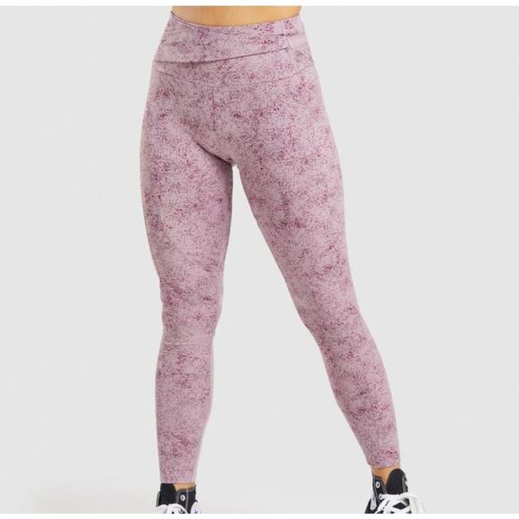 Gymshark Chalk Purple Splatter Print Leggings Small Activewear Athleisure Gym - Picture 1 of 11